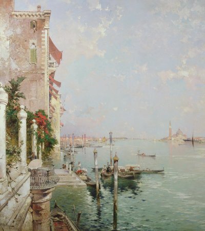 Venedig: Blick von den Zattere mit San Giorgio Maggiore in der Ferne von Franz Richard Unterberger